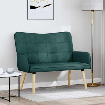 vidaXL 2-Zits Sofa Donkergroen 115 x 61 x 87 cm Stof, Huis en Inrichting, Verzenden, Nieuw