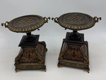 Tazza (2) - Geëboniseerd, Marquetterie inlegwerk - Napoleon, Antiek en Kunst