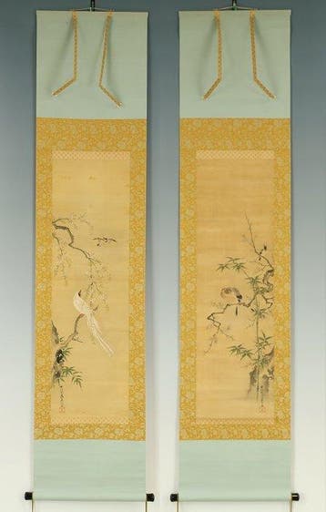 Flowers and Birds with Box - Attributed to Kano Eisenin