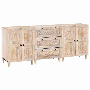 vidaXL Dressoir 3 st 180 x 33,5 x 75 cm massief mangohout, Verzenden, Nieuw