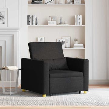 vidaXL Uittrekbare slaapbank eenpersoons Zwart 90 x 165 x 87, Maison & Meubles, Verzenden