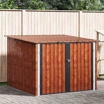 vidaXL Fietsschuurtje 3 st Bruin 216 x 207 x 158 cm Metaal, Verzenden, Nieuw