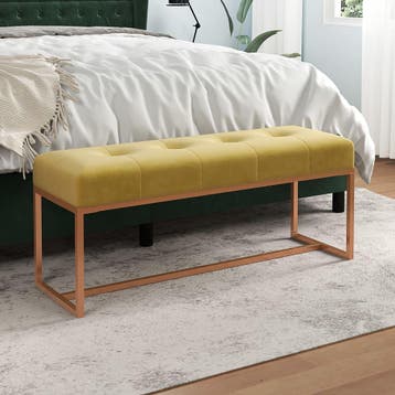 vidaXL Bankje 110x36x45 cm fluweel mosterdgeel, Verzenden