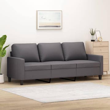 vidaXL Driezitsbank / zetel 180 cm kunstleer grijs, Verzenden, Nieuw