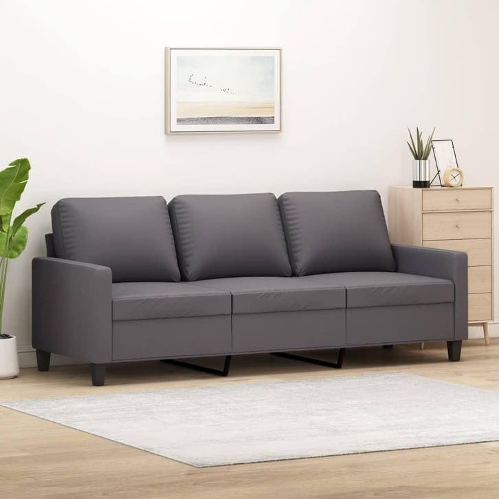 vidaXL Driezitsbank / zetel 180 cm kunstleer grijs, Huis en Inrichting, Zetels | Zetels, Nieuw, Verzenden