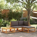 vidaXL 4-delige tuinbankset met kussens acaciahout & rotan, Tuin en Terras, Verzenden, Nieuw
