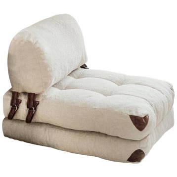 Evila Originals Fold Teddy Slaapbank, 1-zits, Crème -, Huis en Inrichting, Verzenden, Zo goed als nieuw, Beige