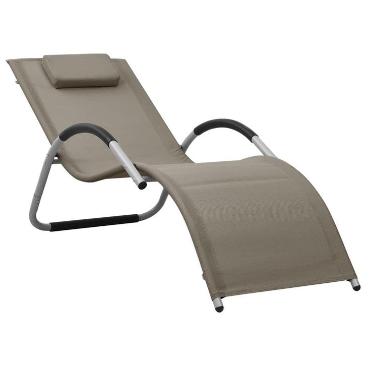vidaXL Ligbed textileen taupe en grijs, Tuin en Terras, Ligbedden, Nieuw, Verzenden