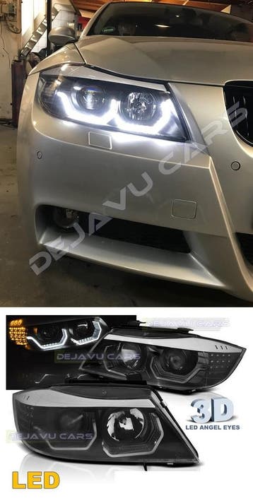 Xenon Look Koplampen met 3D LED Angel Eyes voor BMW 3 Serie, Ophalen of Verzenden
