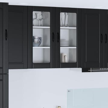 vidaXL Wandglas Kasten PORTO 2 st Zwart Bewerkt hout, Verzenden, Nieuw