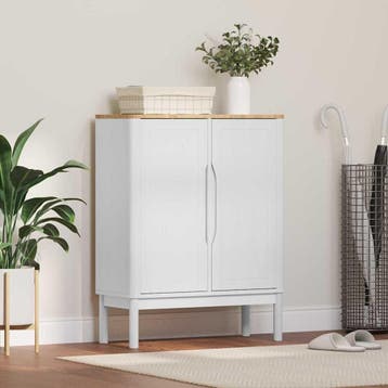 vidaXL Dressoir FLORO Wit 70 x 30 x 70,5 cm Massief, Huis en Inrichting, Verzenden, Nieuw