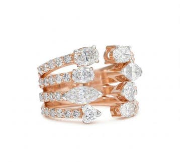 Bague tendance - 14 carats Or rose - 3.02ct. tw. Diamant