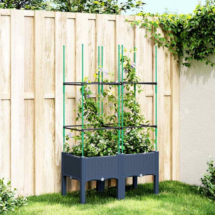vidaXL Plantenbak met latwerk 80x40x142,5 cm polypropeen, Jardin & Terrasse, Pots de fleurs, Envoi