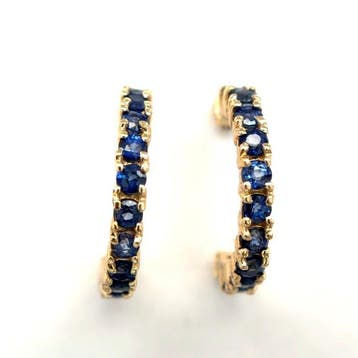 Oorbellen - 14 karaat Geel goud - 1.38ct. tw. Saffier -, Nieuw