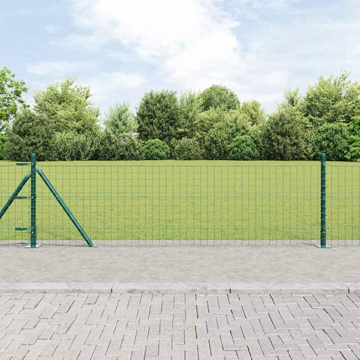 vidaXL Hekpaal. 13 pcs Groen Staal, Jardin & Terrasse, Poteaux, Poutres & Planches, Envoi