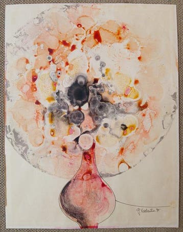 Gilbert Valentin (1928-2000) - Vaas met bloemen - Vallauris