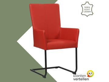 Leren eetkamerstoel Dry met armleuning - Toledo Ducati, Huis en Inrichting, Stoelen, Nieuw, Leer, Ophalen of Verzenden, Rood