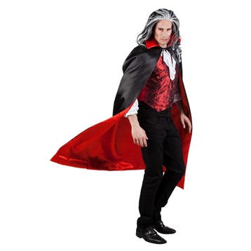 Halloween Cape Omkeerbaar Rood Zwart 1,5m, Verzenden, Nieuw