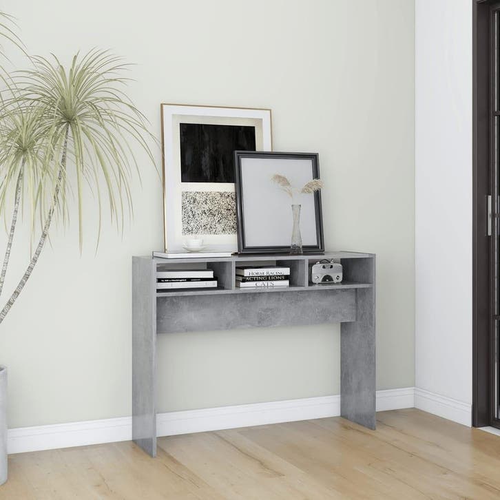 vidaXL Wandtafel 105x30x80 cm bewerkt hout betongrijs, Huis en Inrichting, Tafels | Bijzettafels, Nieuw, Verzenden