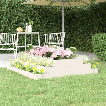 vidaXL Plantenbak 110x110x27 cm massief grenenhout wit, Verzenden