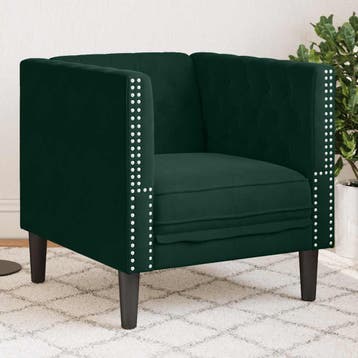 vidaXL Fauteuil Chesterfield-stijl fluweel donkergroen, Verzenden