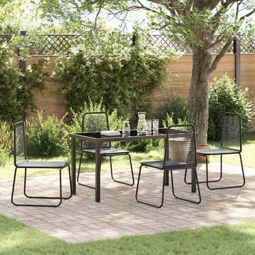 vidaXL Tuin Eettafel Set 5 st Zwart Gepoedercoat staal, Verzenden