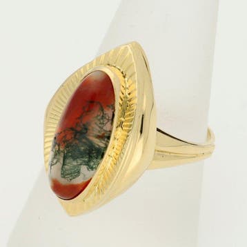 Ring - 18 karaat Geel goud - Mosagaat, Nieuw