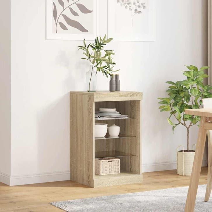 vidaXL Dressoir met LED-verlichting 41x37x67 cm sonoma, Huis en Inrichting, Kasten | Dressoirs, Nieuw, Verzenden