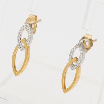 Oorbellen - 18 karaat Geel goud, Witgoud Diamant, Nieuw