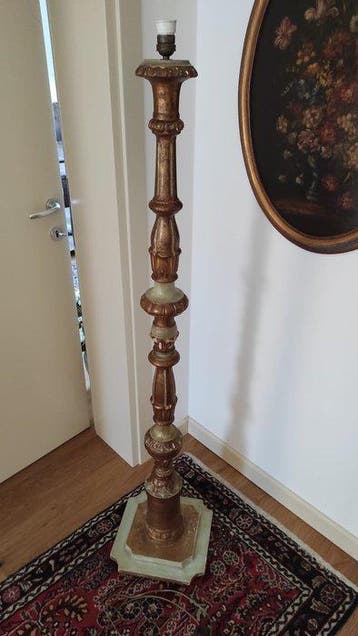 Vloerlamp om te lezen - goudkleurig hout, Hout