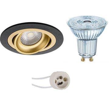 LED Spot Set 4W - Dimbare Kantelbare Ronde Inbouwspot Mat Zw, Huis en Inrichting, Lampen | Spots, Verzenden, Nieuw