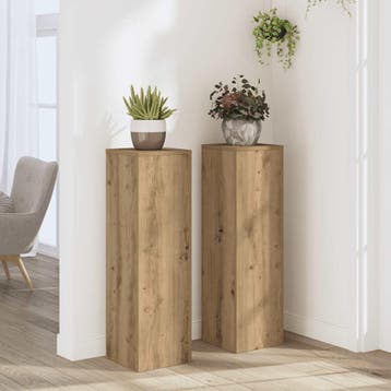 vidaXL Plantenstandaards 2 st 25x25x80 cm hout artisanaal, Verzenden