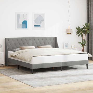 vidaXL Bedframe met hoofdeinde Lichtgrijs 200 x 200 cm, Verzenden, Nieuw