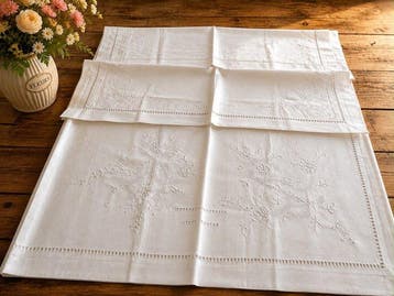 Lenzuola matrimoniale di lusso ricamate in puro lino - Drap