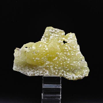 Zeldzame gele bruciet, bedekt met witte mineralen, esthetiek, Verzamelen