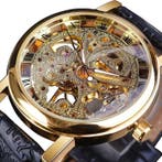 Gouden Kast Luxe Horloge voor Heren - Leren Bandje, Verzenden