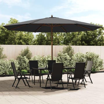 vidaXL Parasol met houten paal 400x273 cm antracietkleurig, Verzenden