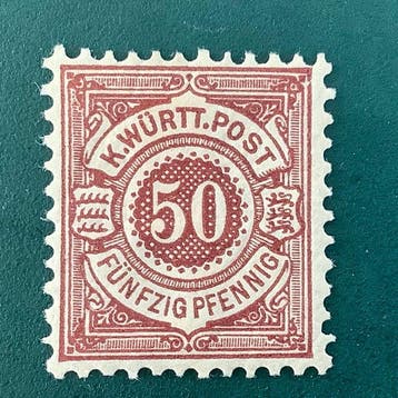 Württemberg 1890 - 50 Pf écusson héraldique - MH - Michel 58
