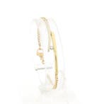 Bicolor gouden platte gourmetschakel armband met diamant;..., Ophalen of Verzenden
