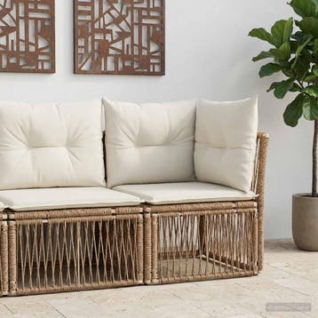 vidaXL Hoeksofa eenheid Beige poly rattan, Verzenden