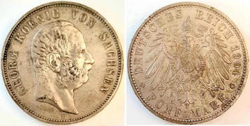 Duitsland 5 Mark Sachsen Georg 1904 E J 130 Georg zilver, Verzenden, België