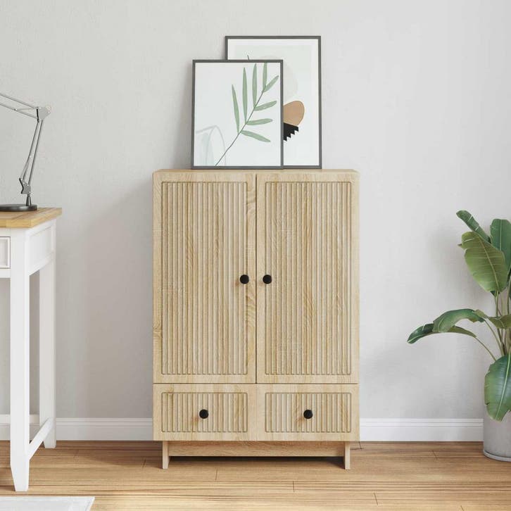 vidaXL Dressoir Sonoma Eik 66 x 34,5 x 95 cm Geconstrueerd, Huis en Inrichting, Kasten | Dressoirs, Nieuw, Verzenden