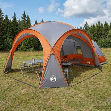 vidaXL Zijtent Grijs en Oranje 410 x 410 x 250 cm Polyester, Verzenden, Nieuw