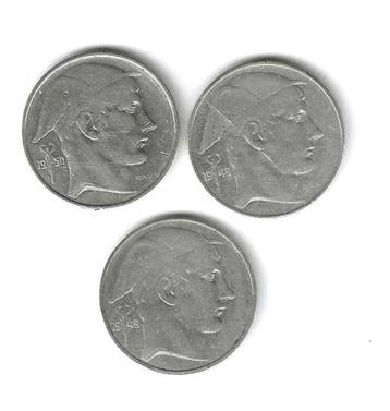 België. 20 Francs 1949FR + 1949 FL + 1950FR (Zonder