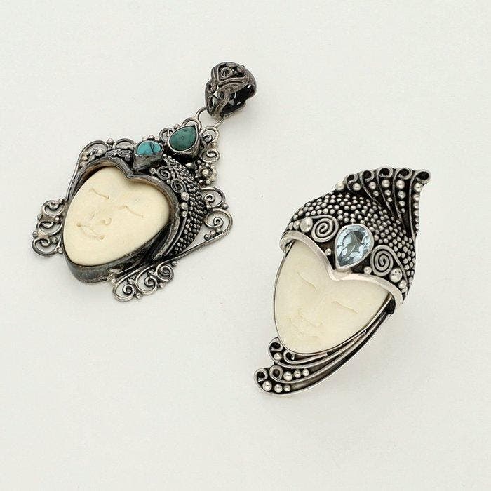 Zonder minimumprijs - 2-delige sieradenset Zilver - Turkoois, Bijoux, Sacs & Beauté, Bijoux anciens