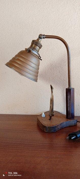 Marchio non leggibile. - Nachtlampje - Brons, Hout, Messing, Antiquités & Art, Antiquités | Assiettes décoratives & Carrelages
