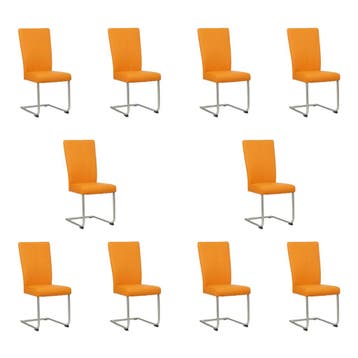 Set van 10 Leren eetkamerstoelen Dry - Toledo Mandarin, Ophalen of Verzenden