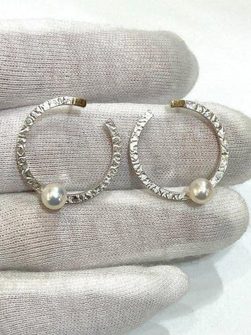 Zonder minimumprijs - Oorbellen - 18 karaat Zilver, Geel