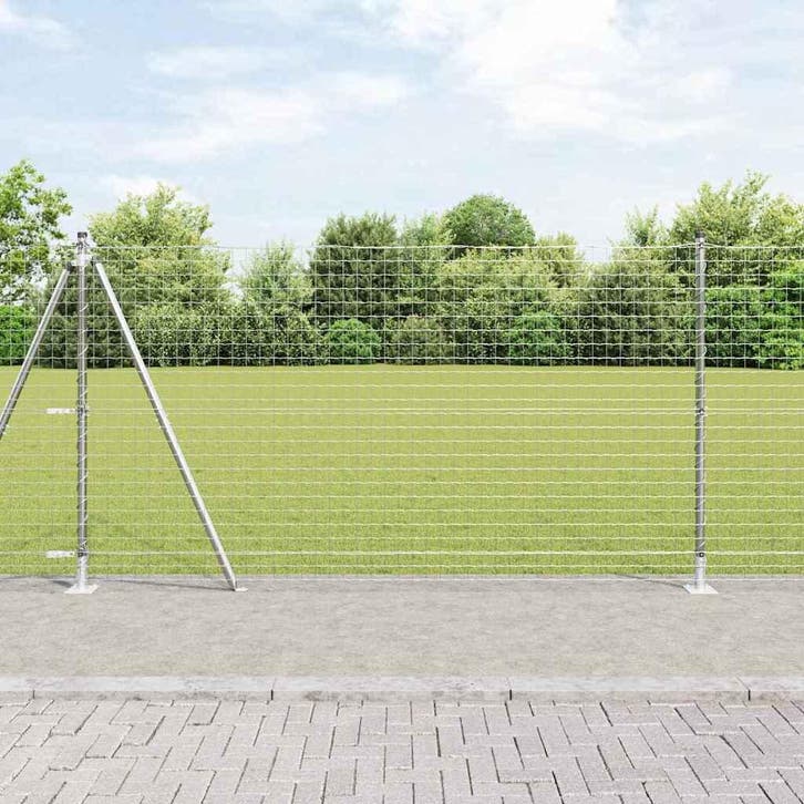 vidaXL Hekpaal met betonnen voet 26 st zilver Gepoedercoat, Tuin en Terras, Palen, Balken en Planken, Nieuw, Verzenden