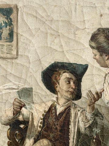 Theodore Gerard (1829-1902) - La lettera - NO RESERVE, Antiek en Kunst, Kunst | Schilderijen | Klassiek